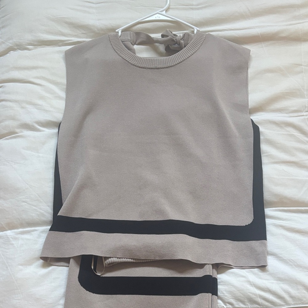 Vici Tan and Black Wide Leg Jumpsuit